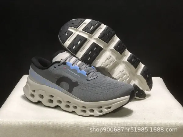 On Running Cloudmonster Gray / White Running Shoes - 10