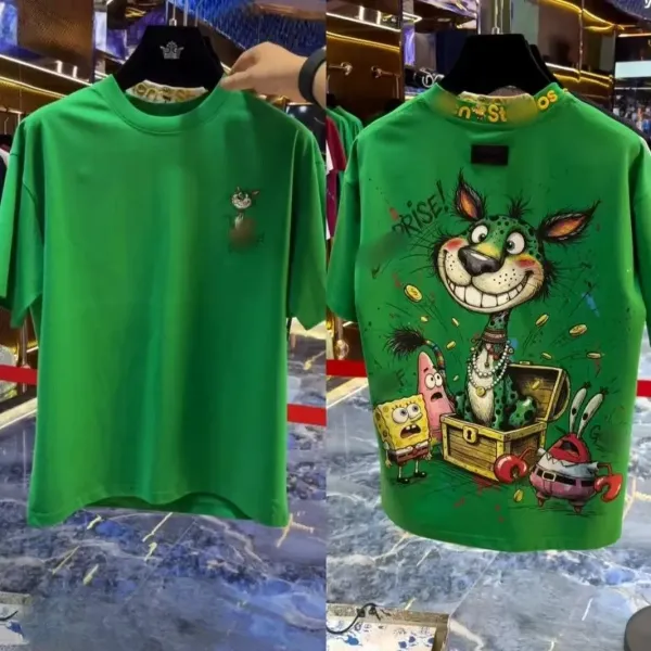 Design SpongeBob x Unknown Artist Graphic Print Green T-Shirt T-Shirts - 1
