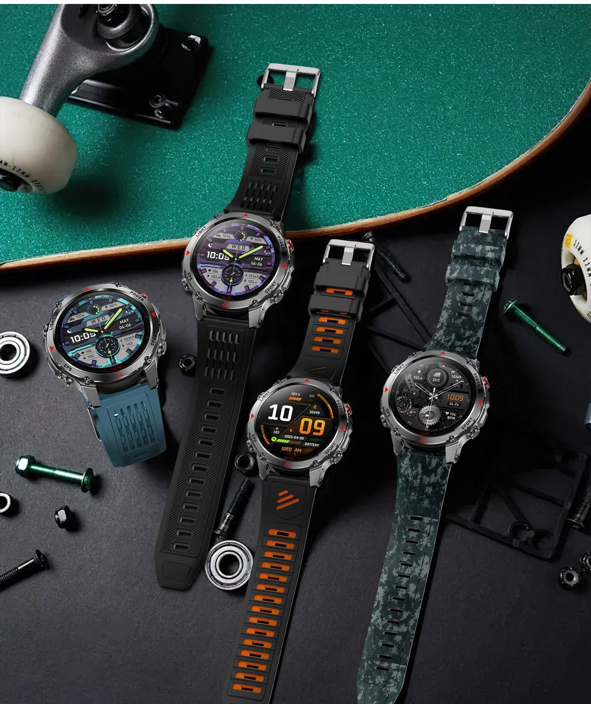 Design Smartwatch Pro Black Orange Sports Watch - 44