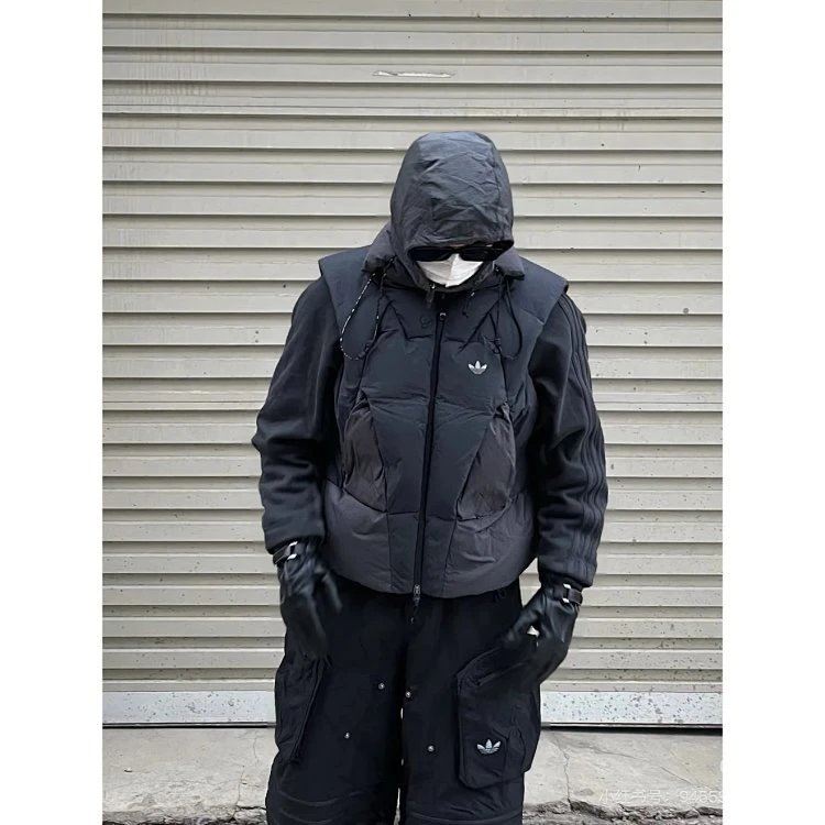 Adidas Puffer Vest Beige Layered Outdoor Style