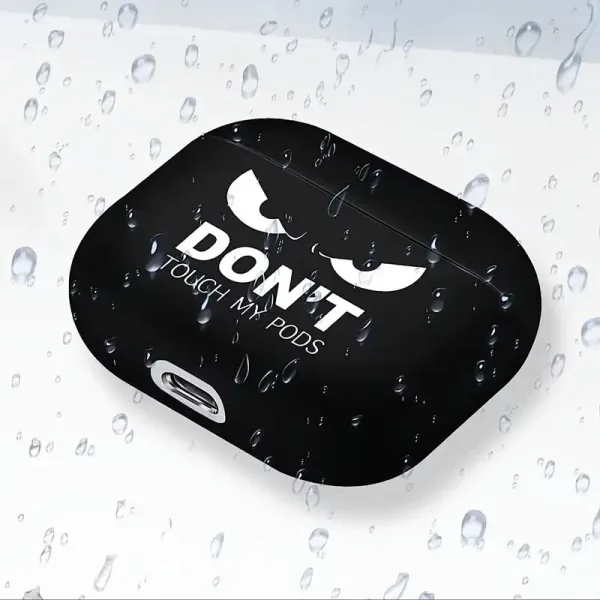 Design 'Don't Touch My Pods' Black Silicone AirPods Case with Carabiner Electronics - 3