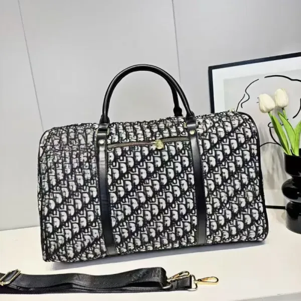 Dior Oblique Monogram Boston Bag Black and White Duffle Bag - 5