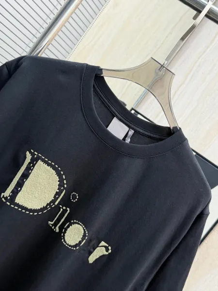 Dior Dior Logo Embroidered Black T-Shirt - 7