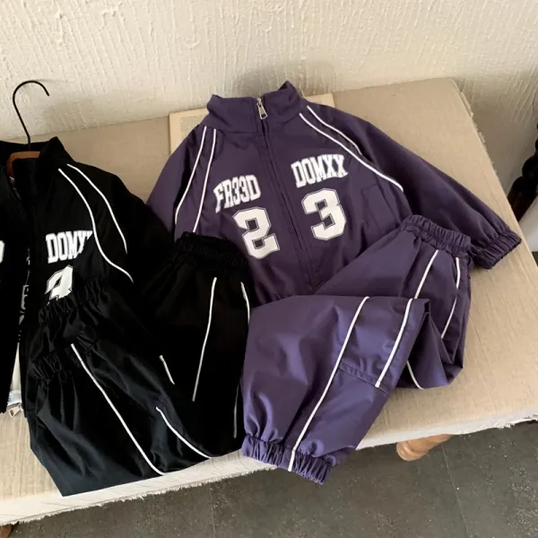 Design Track Jacket and Pants Set Purple with White Stripes Tracksuit - 4