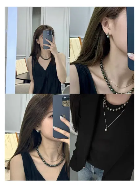 Design Black Pearl Bead Necklace Jewelry - 21