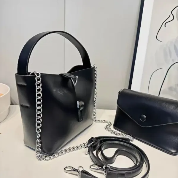 Design Chain-Handle Shoulder Bag Set in Beige - 12
