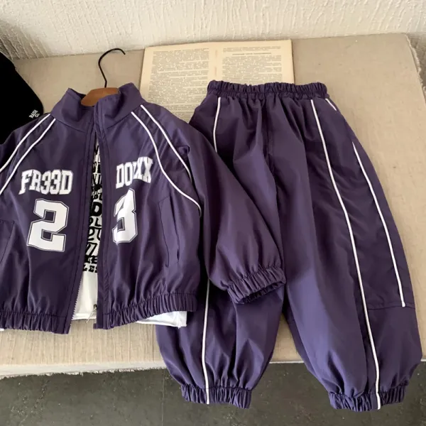 Design Track Jacket and Pants Set Purple with White Stripes Tracksuit - 10
