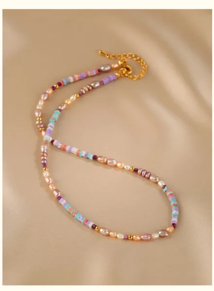 Design Multicolor Pearl and Ceramic Bead Bracelet with Gold-Tone Clasp Jewelry - 11