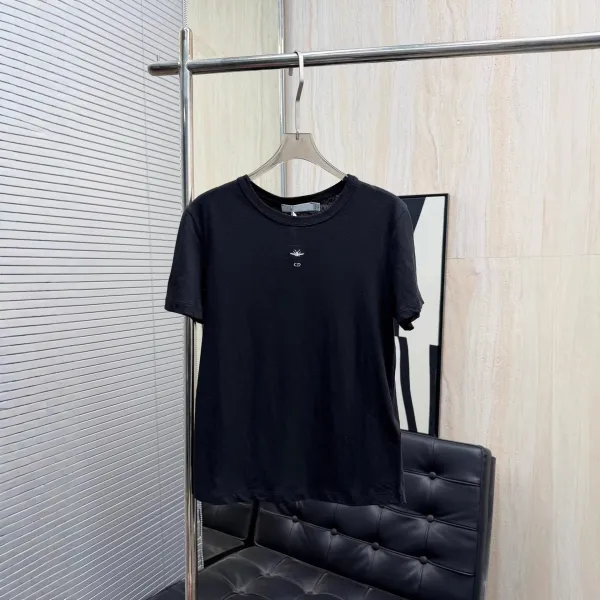 Dior CD Logo Embroidered Black T-Shirt - 1