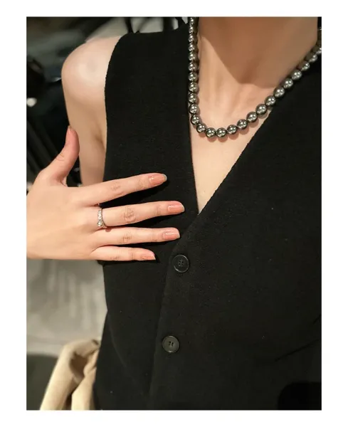 Design Black Pearl Bead Necklace Jewelry - 26