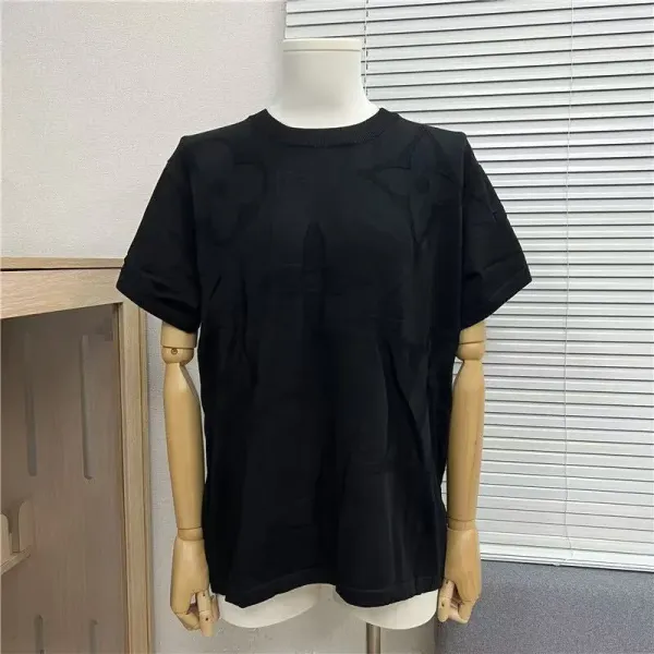Design Black Embossed Floral T-Shirt - 1