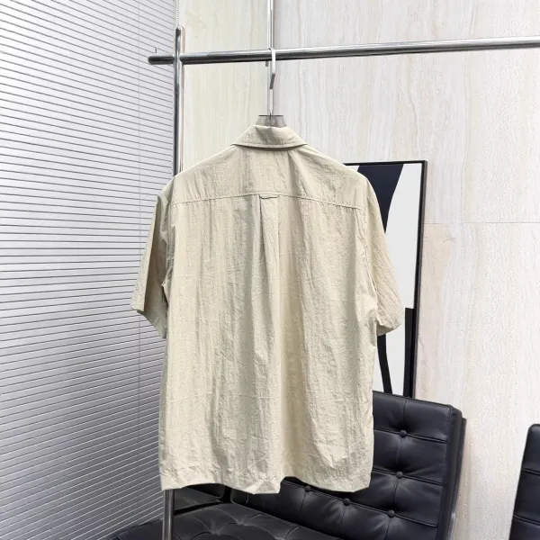 Design Utility Short-Sleeve Zip-Up Shirt Beige Tops Shirt - 6