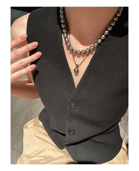 Design Black Pearl Bead Necklace Jewelry - 28