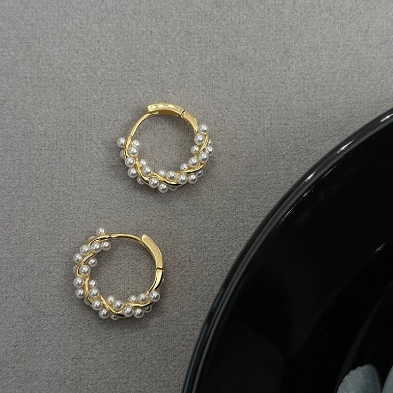 Pearl-Adorned Hoop Earrings Gold Jewelry