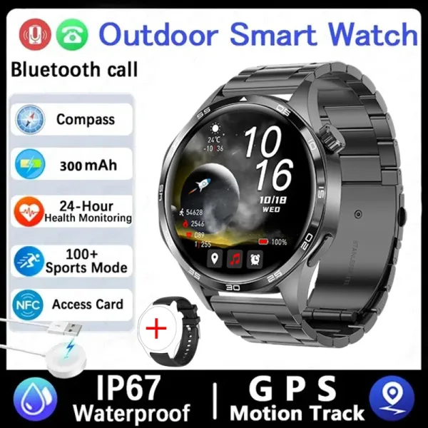 Design Outdoor Smart Watch Black IP67 Waterproof GPS Sports Smartwatch Smartwatches - 1