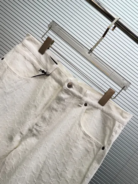Design Textured Cotton Shirt and Wide-Leg Pants Set White - 12