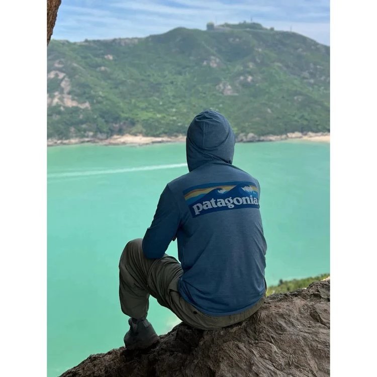 Patagonia P-6 Logo Responsibili-Tee Hooded Long Sleeve T-Shirt Olive Green Hoodie - 20