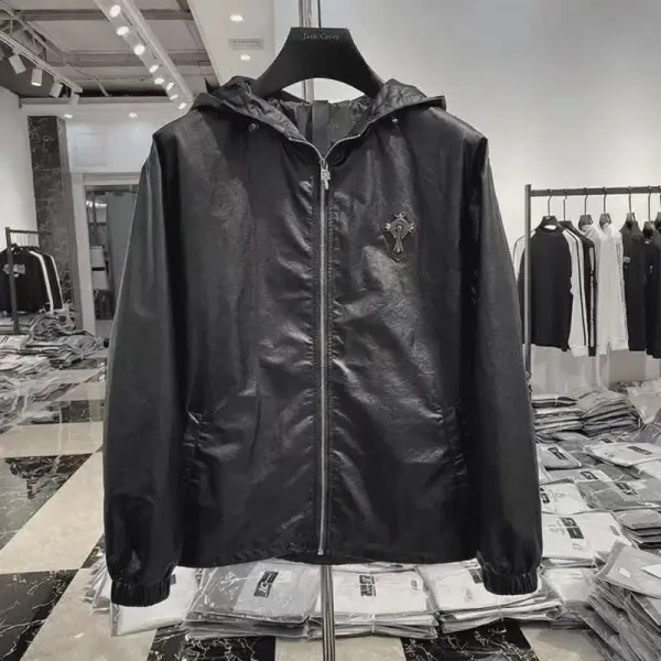 Chrome Hearts Cross Embroidered Hooded Windbreaker Black Outerwear - 2