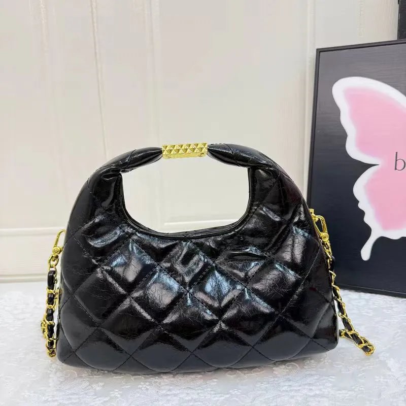 Chanel 22 Bag Black Quilted Patent Leather Chain Shoulder Bag - 8
