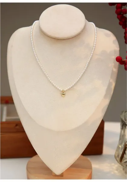 Design Double Strand Pearl Necklace White Jewelry - 15