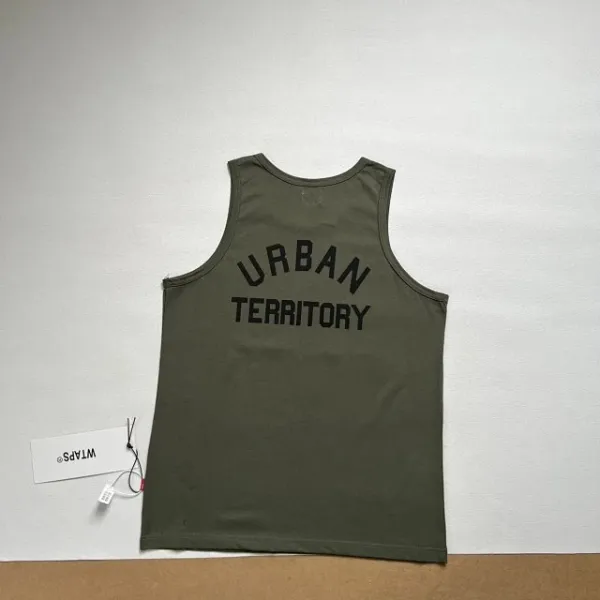 A Bathing Ape WTAPS Arch Logo Tank Top in White, Gray, Navy, and Army Green Vest Top - 26