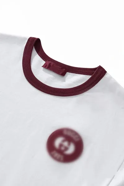 Gucci Ringer T-Shirt White with Burgundy Trim - 8