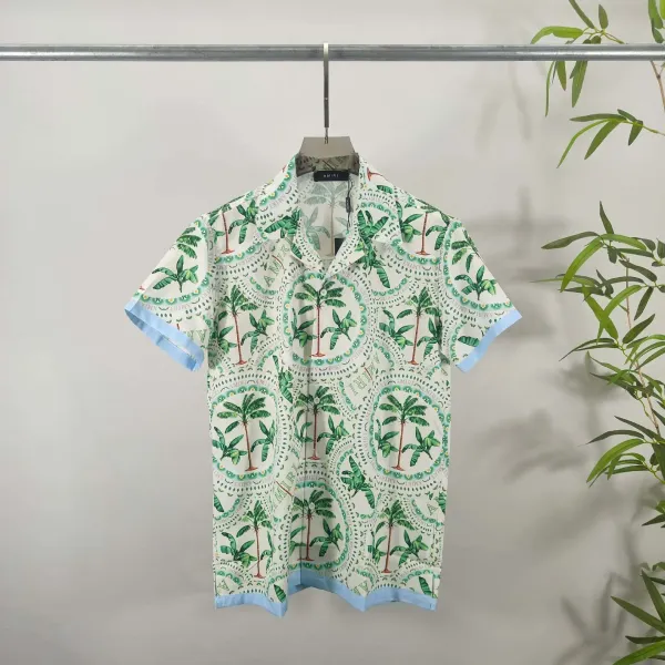 Amiri Palm Tree Print Short-Sleeve Shirt and Shorts Set White Green - 2