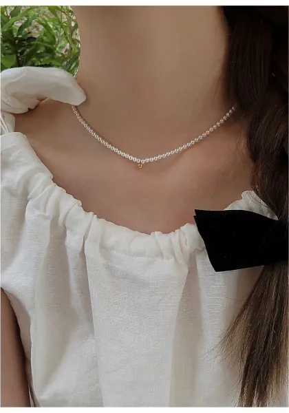 Design Double Strand Pearl Necklace White Jewelry - 18