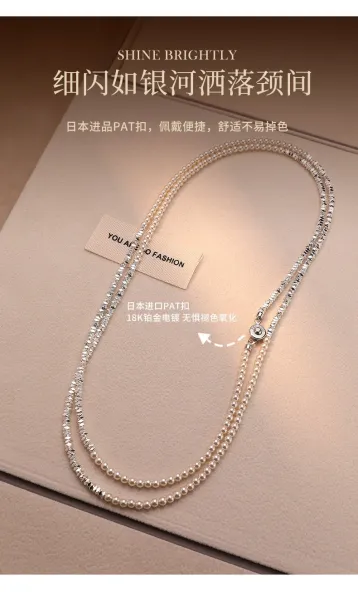 Design Pearl Chain Necklace with Magnetic, Yuanbao, and PAT Clasps Silver Jewelry - 9