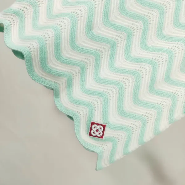 Design Chevron Knit Polo Set Mint Green and White - 11