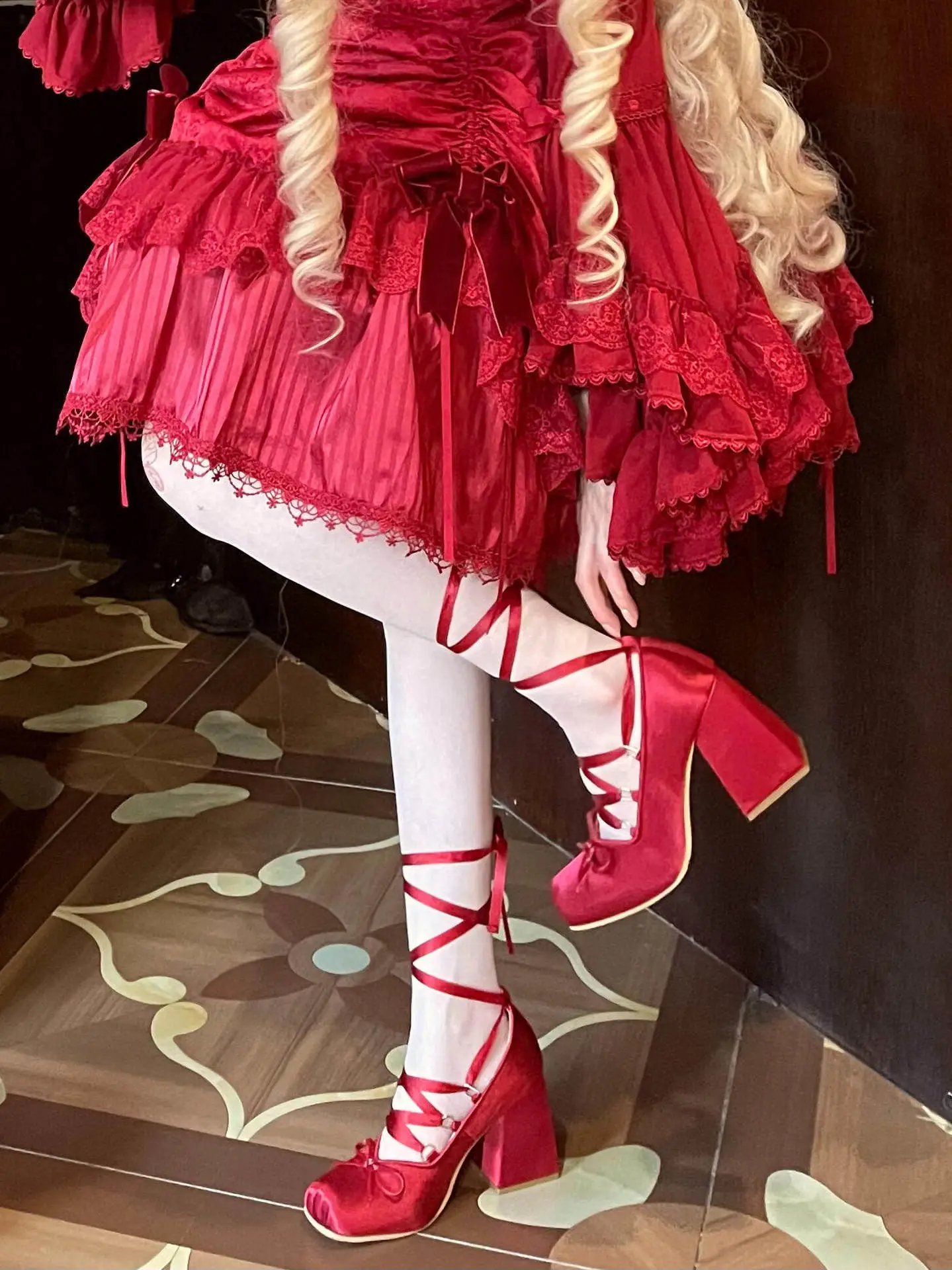 Design Ballet-Inspired Satin Mary Janes Pink Heels - 6