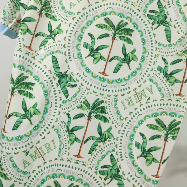 Amiri Palm Tree Print Short-Sleeve Shirt and Shorts Set White Green - 9