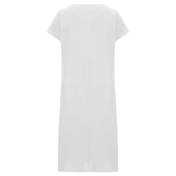 Design Loose Fit Linen Blend Tunic Dress White - 5