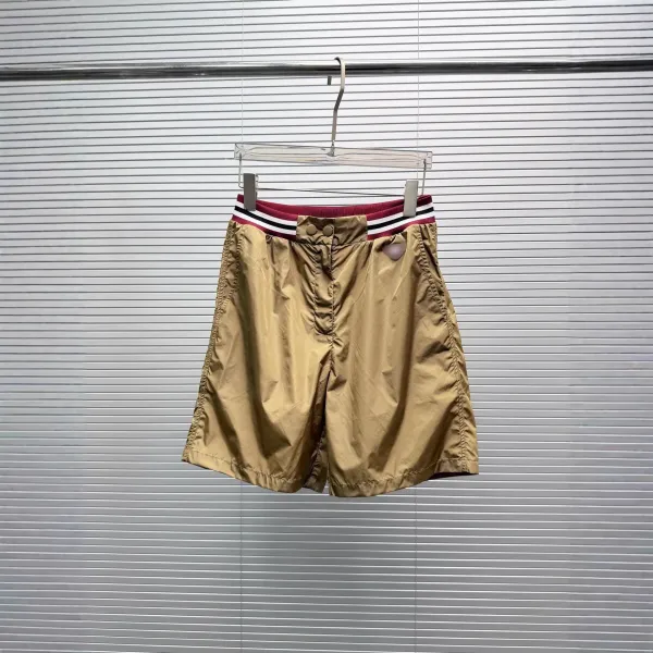Design Nylon Shorts Beige with Striped Waistband Shorts - 1