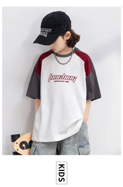 Design Raglan Sleeve Graphic T-Shirt White / Red / Gray - 14