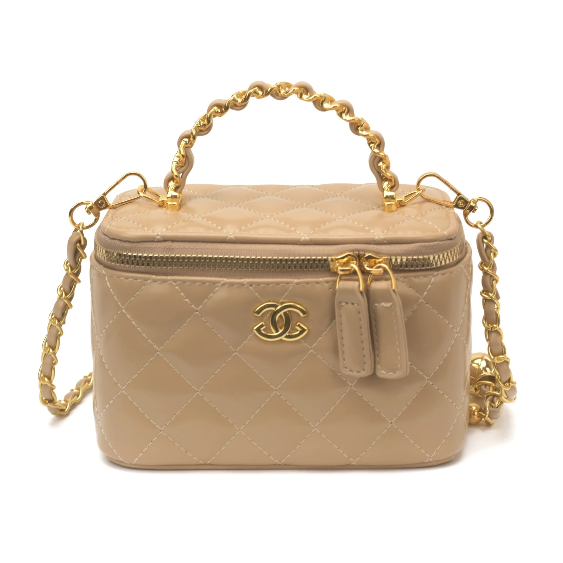 Chanel Mini Rectangular Pink Quilted Chain Handle Bag