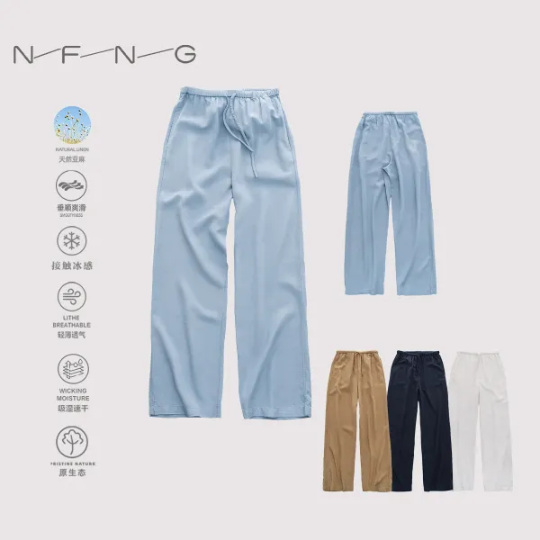Design N.F.N.G Wide-Leg Drawstring Pants Light Blue Pants - 2