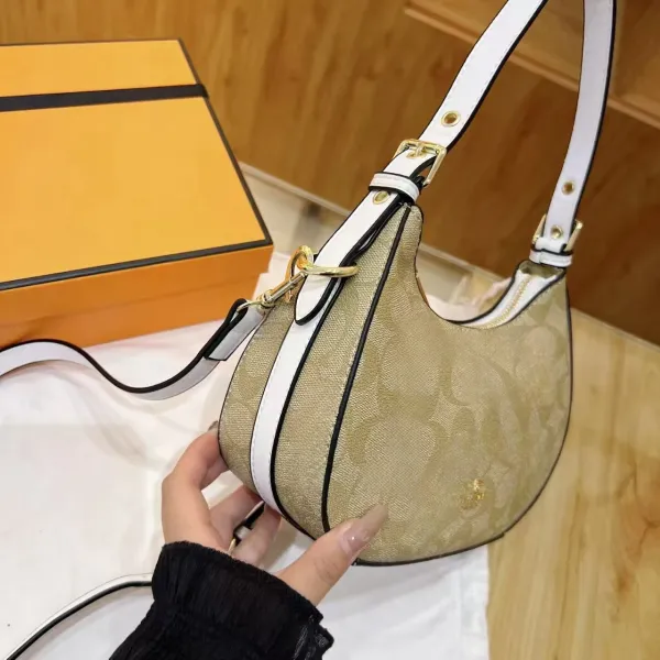 Design Hobo Bag White with Black Trim Shoulder Bag - 14