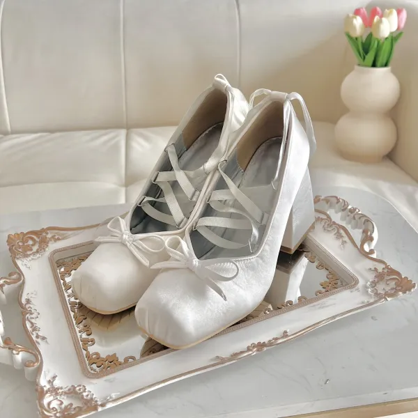 Design Ballet-Inspired Satin Mary Janes Pink Heels - 18