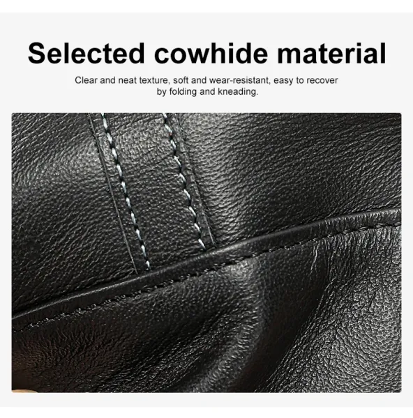 Design Classic Snap Closure Black Leather Short Wallet - 5
