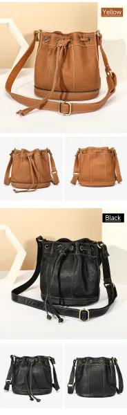 Design Bucket Bag Tan Leather Drawstring Crossbody Bag Handbags.bucket Bag - 10