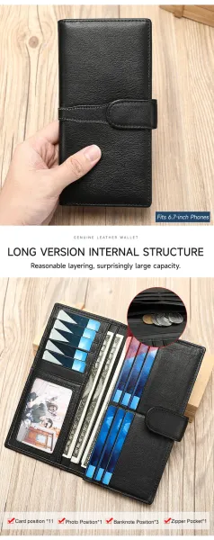 Design Classic Snap Closure Black Leather Short Wallet - 7