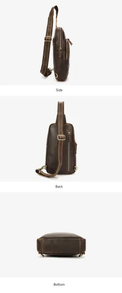 Design Vintage Leather Crossbody Bag Brown - 8