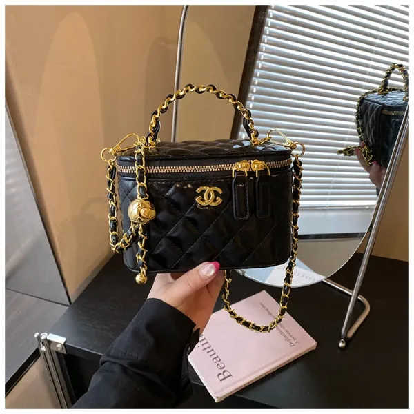 Chanel Coco Handle Black Quilted Lambskin Chain Handbag - 1