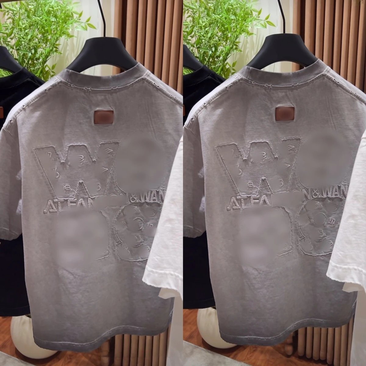 Balenciaga x Alexander Wang AT FAN Distressed Graphic T-Shirt Black - 5