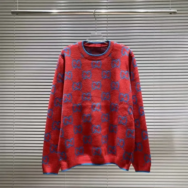 Gucci GG Pattern Knit Sweater Red and Blue - 1