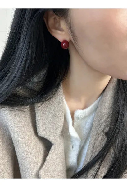 Design Cherry Drop Earrings Red Enamel Gold-Plated Earrings Jewelry - 17