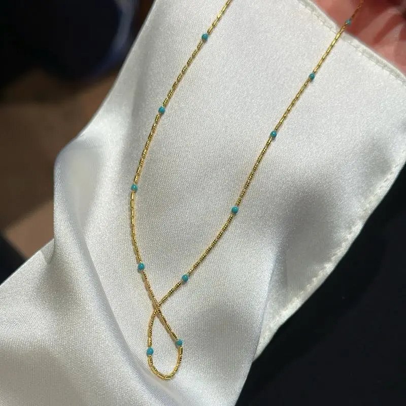 Pearl Necklace with Turquoise and Mother-of-Pearl Pendant