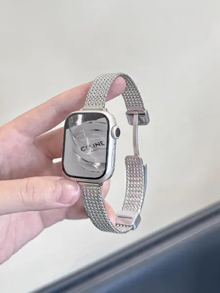 Loewe Anagram Smartwatch Band Silver Mesh Strap Watches - 9