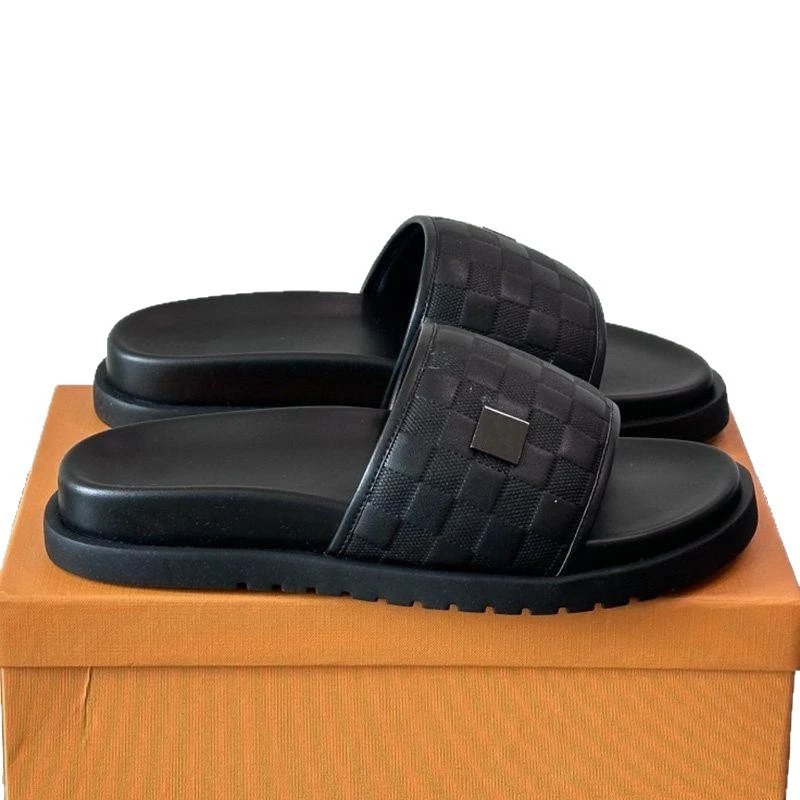 White Quilted Slide Sandals with Black Square Logo